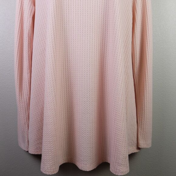 Faded Glory Pink Lace Shoulder Long Sleeve Waffle Knit Top Size XL - Picture 4 of 6